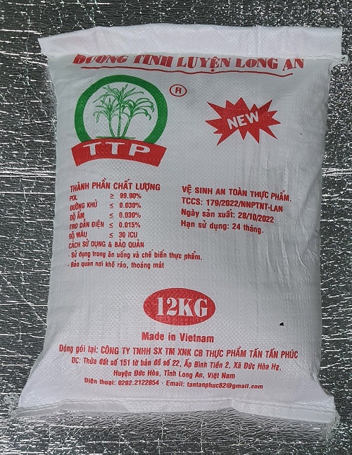 Đường cát trắng Tinh luyện Long An Bao  12 kg